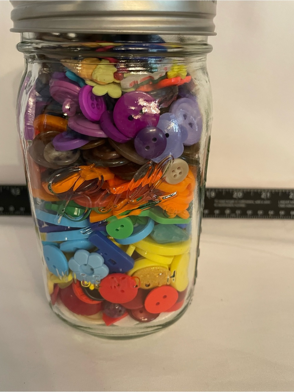 Quart size Colorful Assorted Craft Buttons Jar - Multicolor